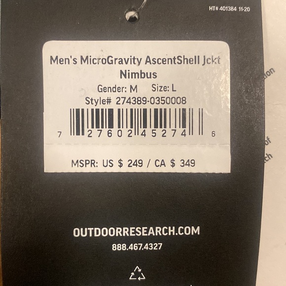 OUTDOOR RESEARCH MICROGRAVITY ASCENTSHELL JACKET, NWT, Size Large - Picture 4 of 4